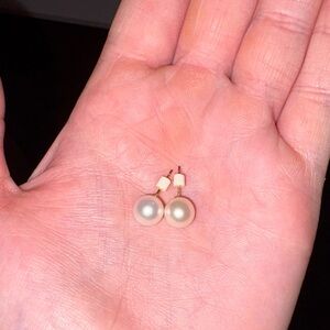 Elegant Real Pearl Drop Post Earrings